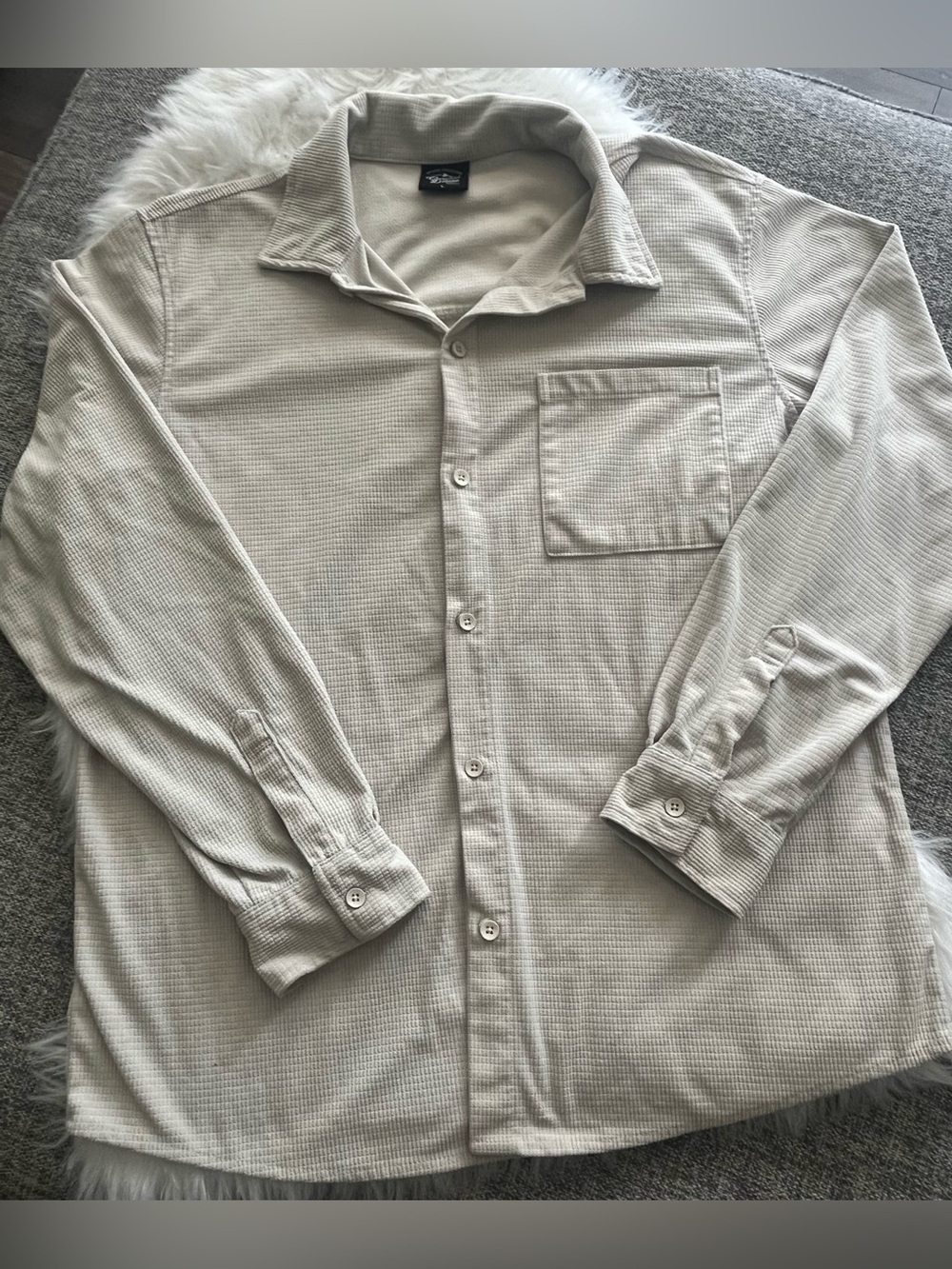 Original Deluxe Men's Long-Sleeve Button-Down Shirt in Light Beige